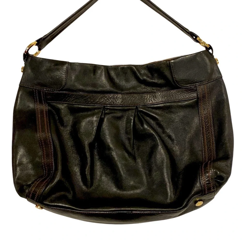 Ferre Milano 100% Genuine Black Cow Leather Hobo Bag - Like New Condition